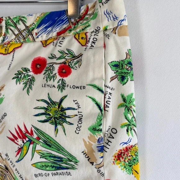 J.crew factory size 10 off white Hawaiian print chino shorts 100% cotton - Picture 4 of 10